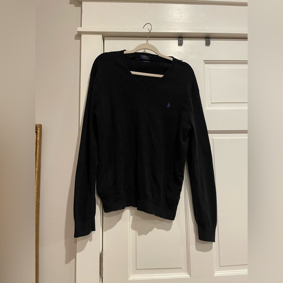 Polo Ralph Lauren Other - POLO Ralph Lauren Purple Label Black V Neck Sweater Pima Cotton